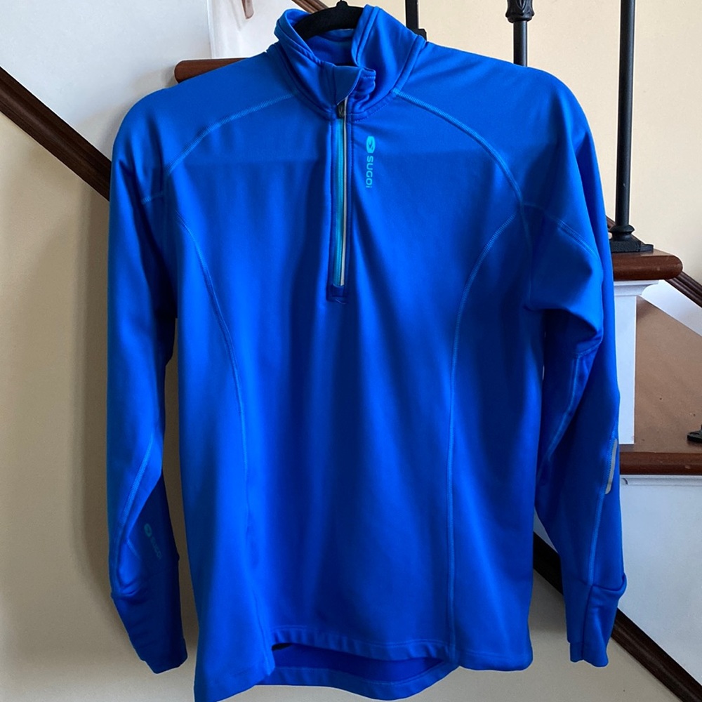 Sugoi 🔥 Blue Quarter Zip Up Fleece Lined Shirt Sz S